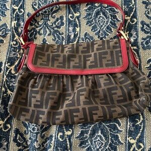 Fendi Red and Brown Shoulder Bag